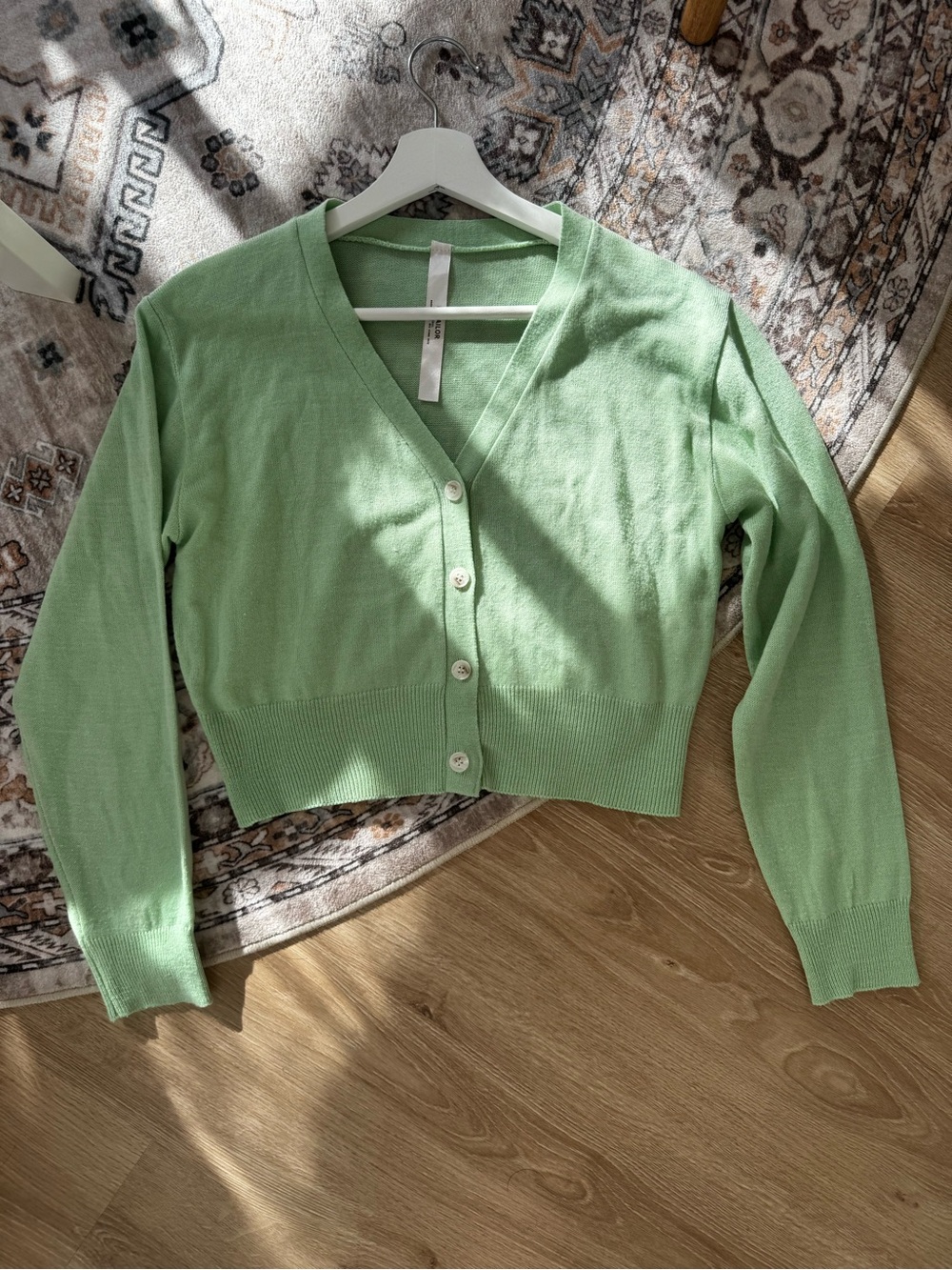 LE TAILOR SEOUL Mint Green V-Neck Knit Cardigan - Korean Fashion-Fits Like Small